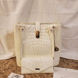 Brahmin Milk Fiora Handbag With Matching Wallet